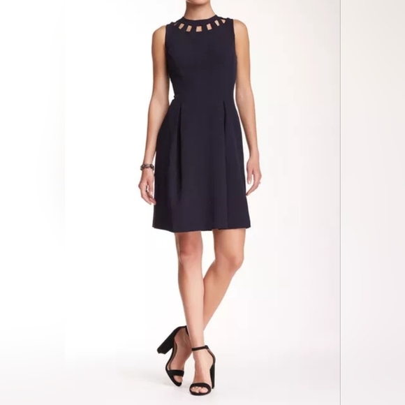 Eliza J Cutout Bi-Stretch Flare Sheath Dress Black Size 2 - Picture 1 of 14